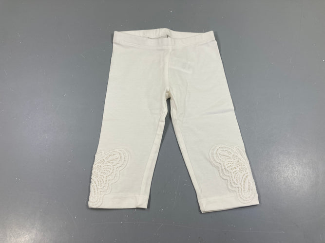Legging 3/4 blanc cassé broderie bas, moins cher chez Petit Kiwi