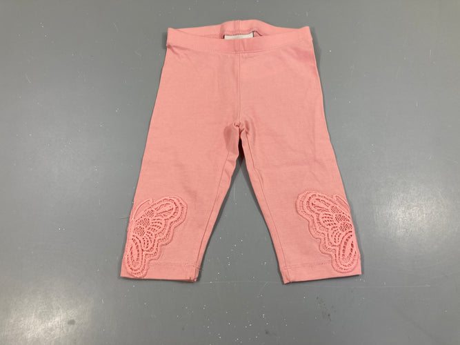 Legging 3/4 rose broderie bas, moins cher chez Petit Kiwi