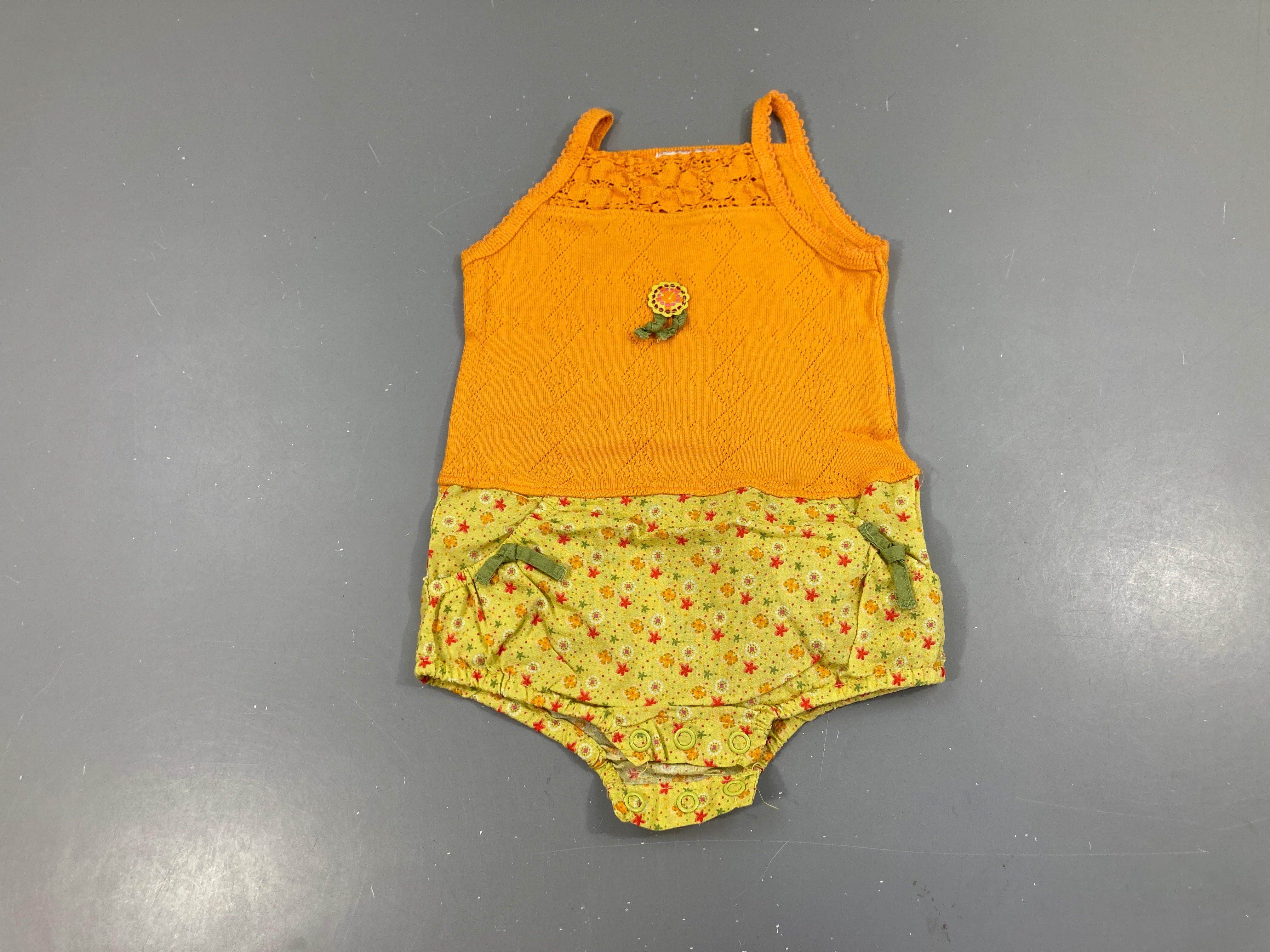 Body s.m moutarde ajouré bas coton fleuri