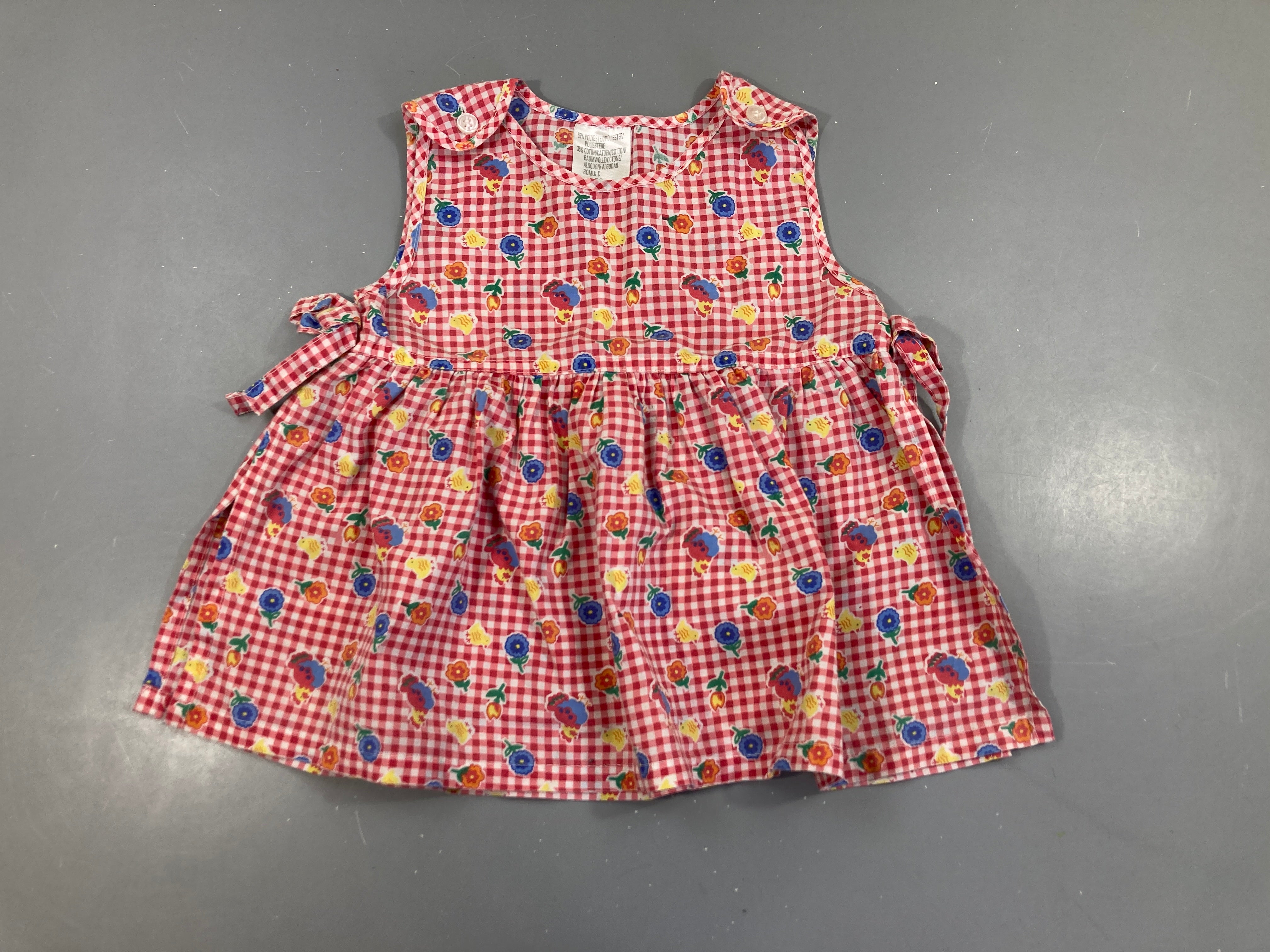 Robe s.m vichy rose fleurs