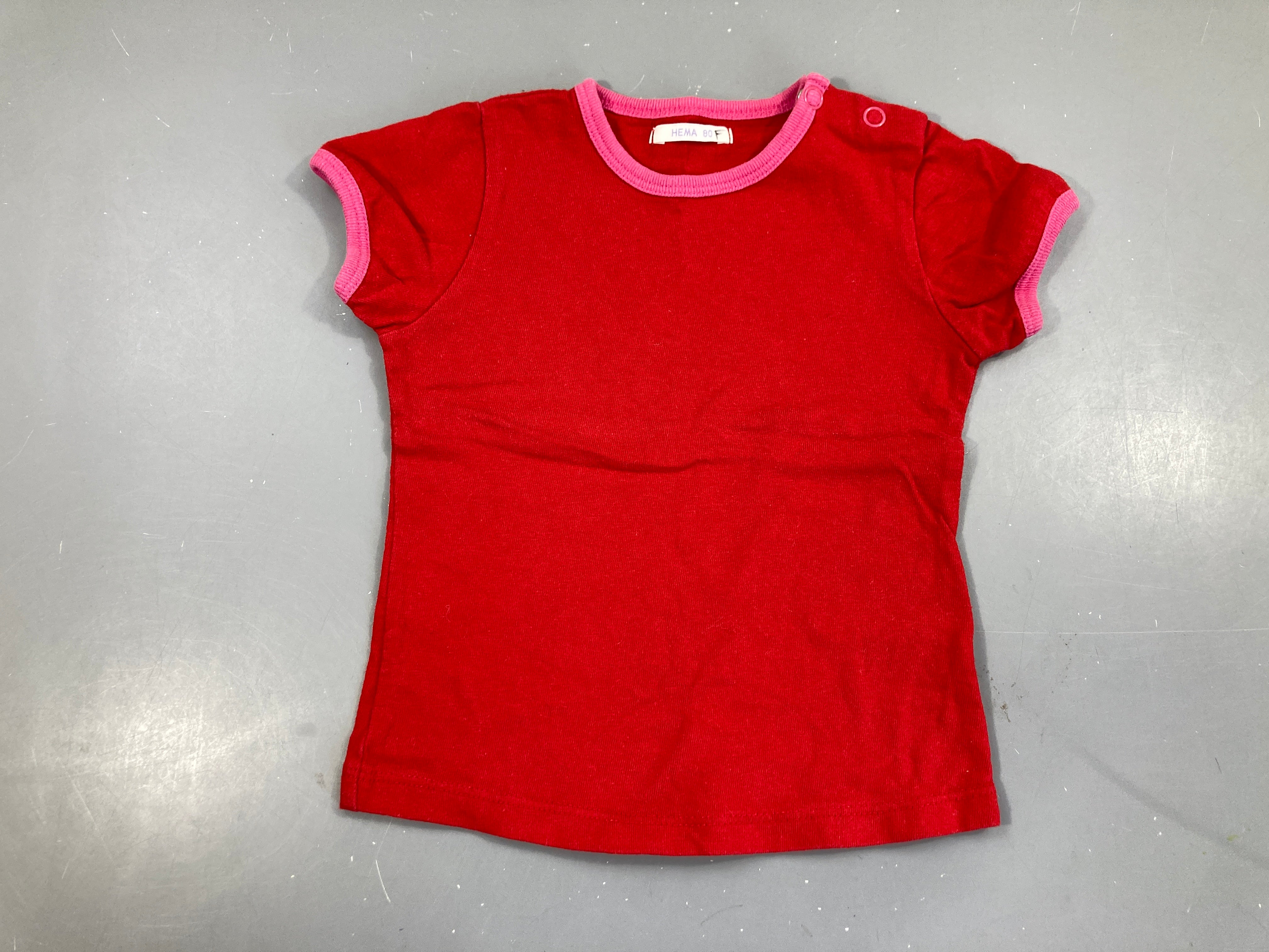 T-shirt m.c rouge col rose