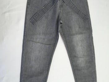 Jeans gris taille élastique ceinture textile