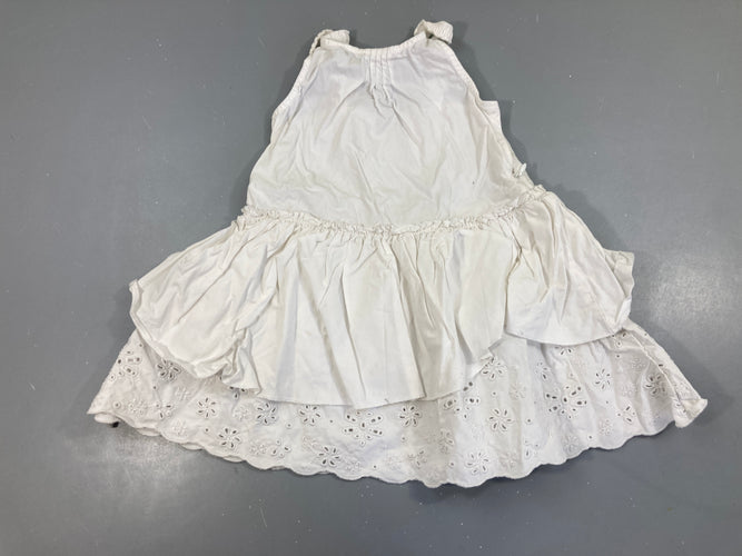 Robe s.m blanche broderie bas, moins cher chez Petit Kiwi