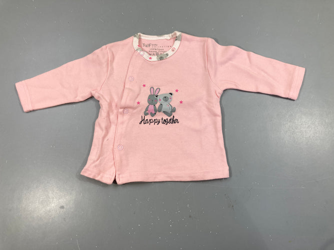 Gilet rose clair à pressons Happy Together, moins cher chez Petit Kiwi