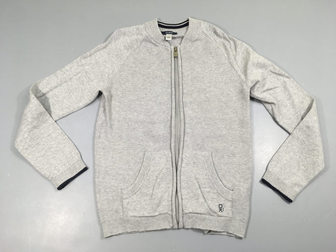Gilet zippé gris texturé rayé, moins cher chez Petit Kiwi