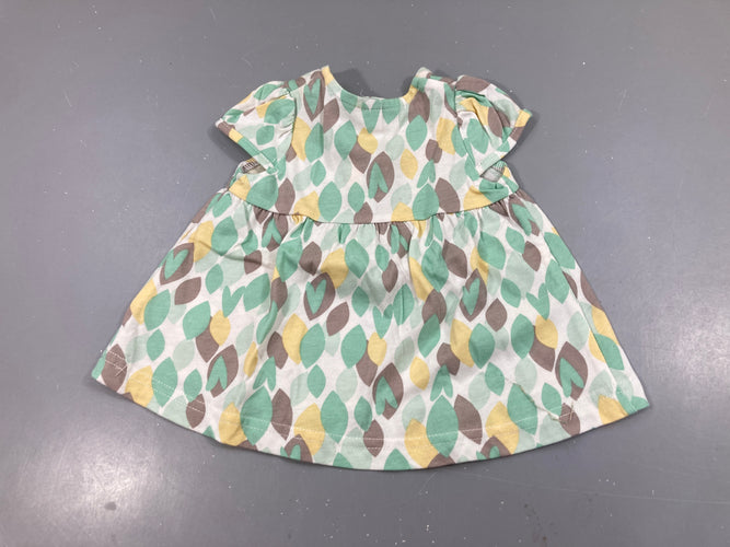 Robe m.c jersey blanc motifs vert-jaune, moins cher chez Petit Kiwi