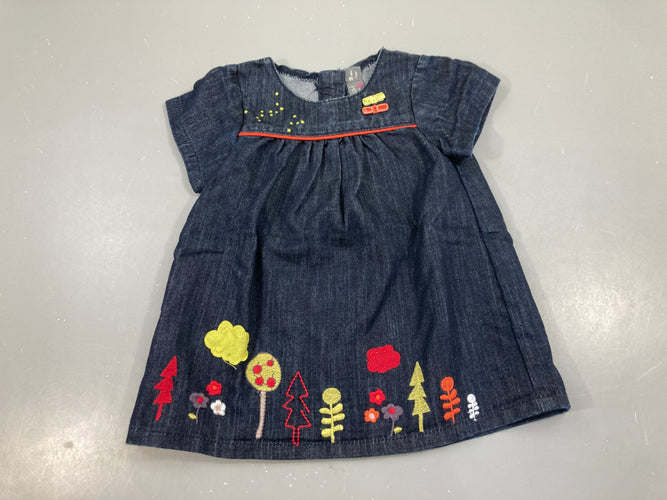 Robe m.c Denim noeuds velours, moins cher chez Petit Kiwi