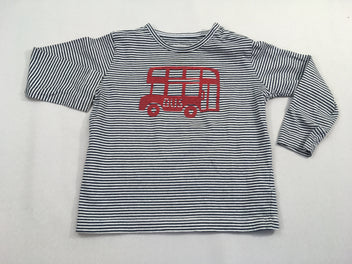 T-shirt m.l rayé bleu marine/blanc bus