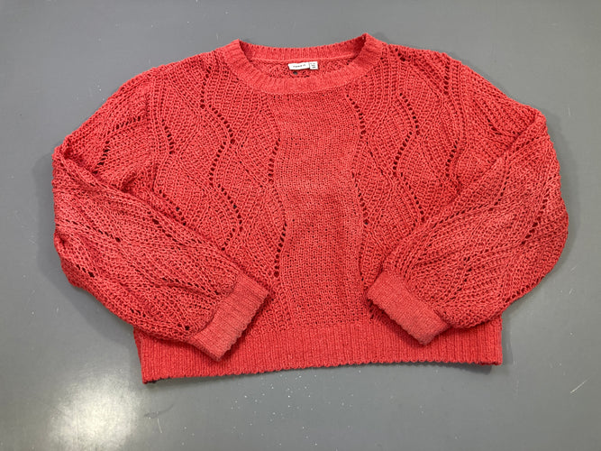 Pull corail ajouré, bas des manches à rafraichir, moins cher chez Petit Kiwi