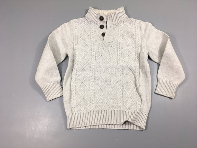 Pull beige torsades, moins cher chez Petit Kiwi