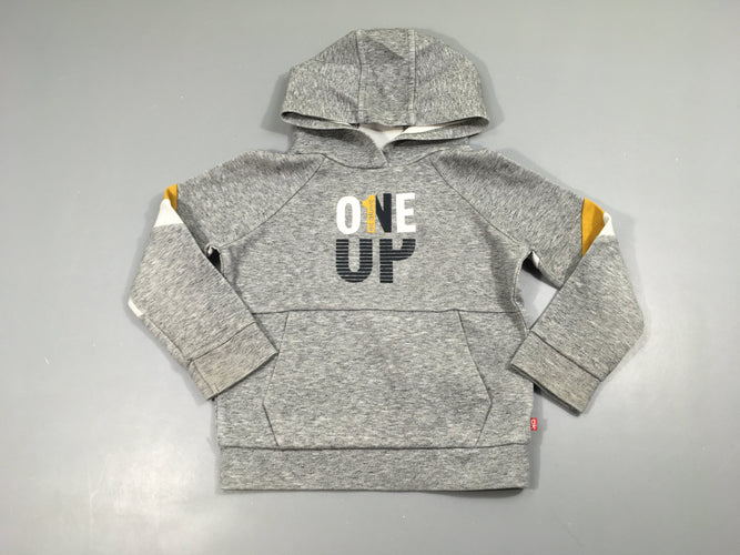 Sweat à capuche gris chiné One, moins cher chez Petit Kiwi