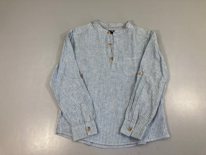 Chemise m.l lin/ bleu ligné blanc, moins cher chez Petit Kiwi