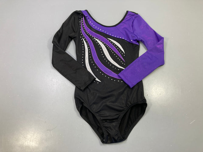 Maillot de gym m.l noir violet strass, moins cher chez Petit Kiwi