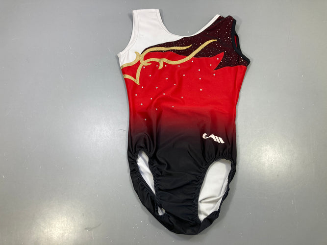 Maillot de danse s.m blanc rouge noir dégradé doré strass, moins cher chez Petit Kiwi