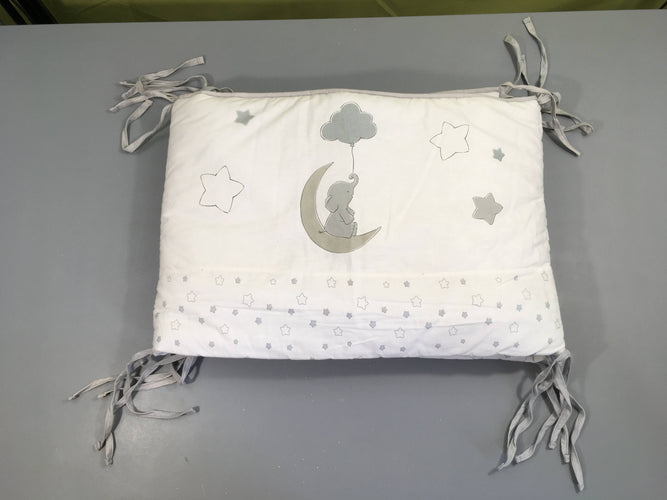 Tour de lit blanc/gris éléphant, moins cher chez Petit Kiwi