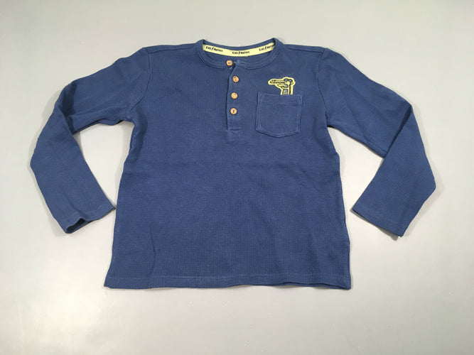 T-shirt m.l texturé bleu poche croco, moins cher chez Petit Kiwi
