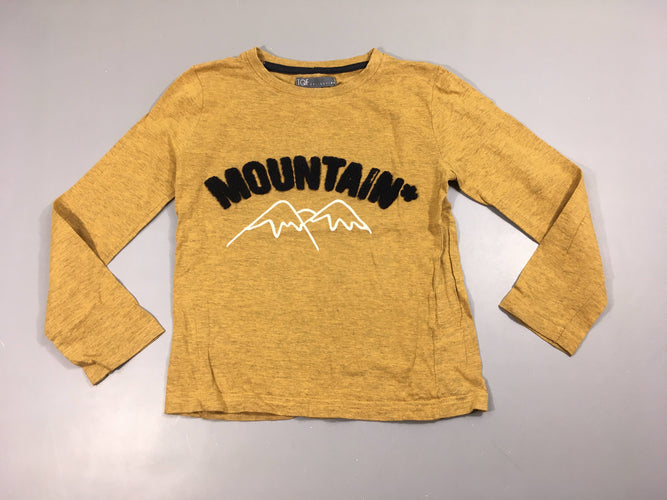 T-shirt m.l jaune chiné Mountaine relief, bouloché, moins cher chez Petit Kiwi