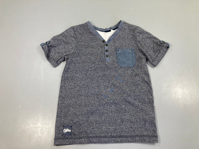 T-shirt m.c bleu chiné effet superposé, moins cher chez Petit Kiwi