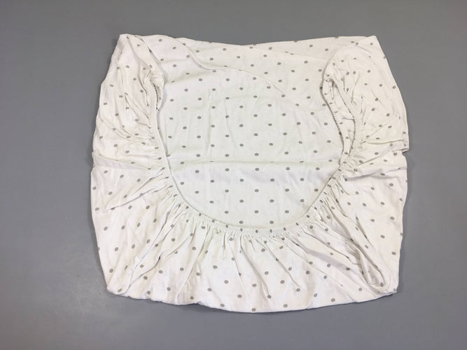 Drap housse blanc pois gris, 60x120cm, moins cher chez Petit Kiwi