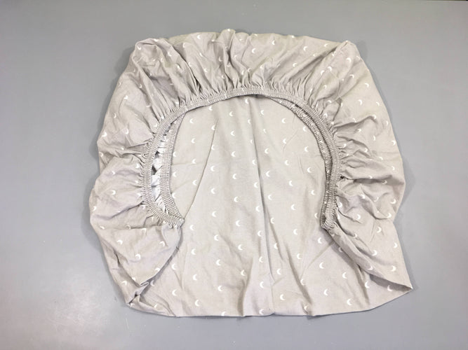 Drap housse gris lunes, 60x120cm, moins cher chez Petit Kiwi