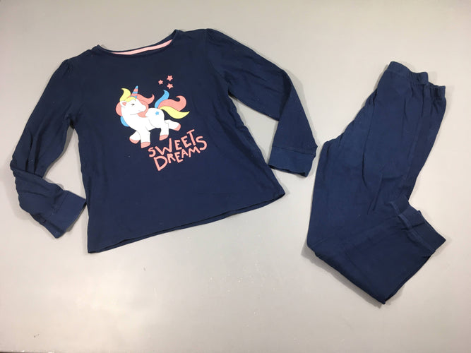 Pyjama 2pcs jersey bleu foncé licorne, moins cher chez Petit Kiwi