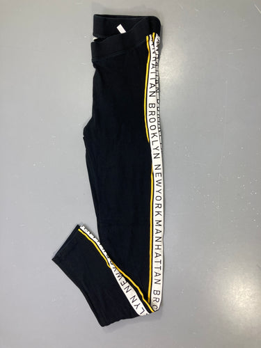 Legging noir bande imprimée Brooklyn New York jaune blanche, moins cher chez Petit Kiwi