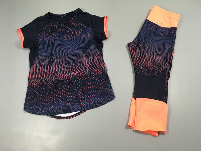 T-shirt m.c bleu marine/orange + Legging 3/4, moins cher chez Petit Kiwi