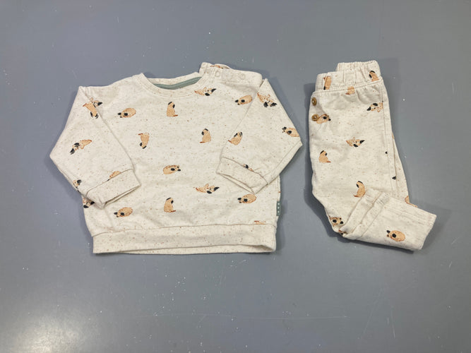 Ensemble sweat pantalon écru chiné imprimé animaux, moins cher chez Petit Kiwi