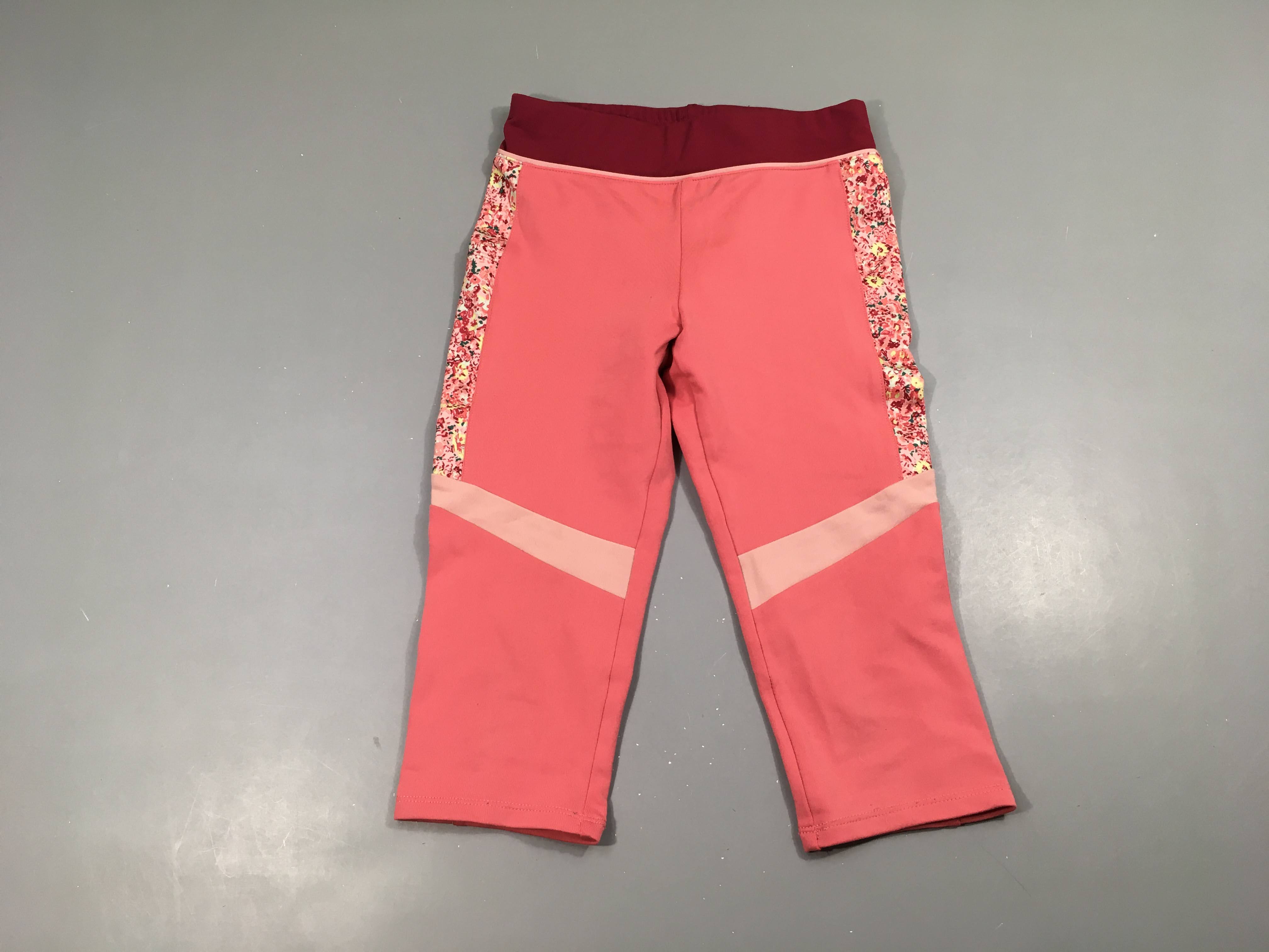 Legging 3/4 de sport rose fleurs