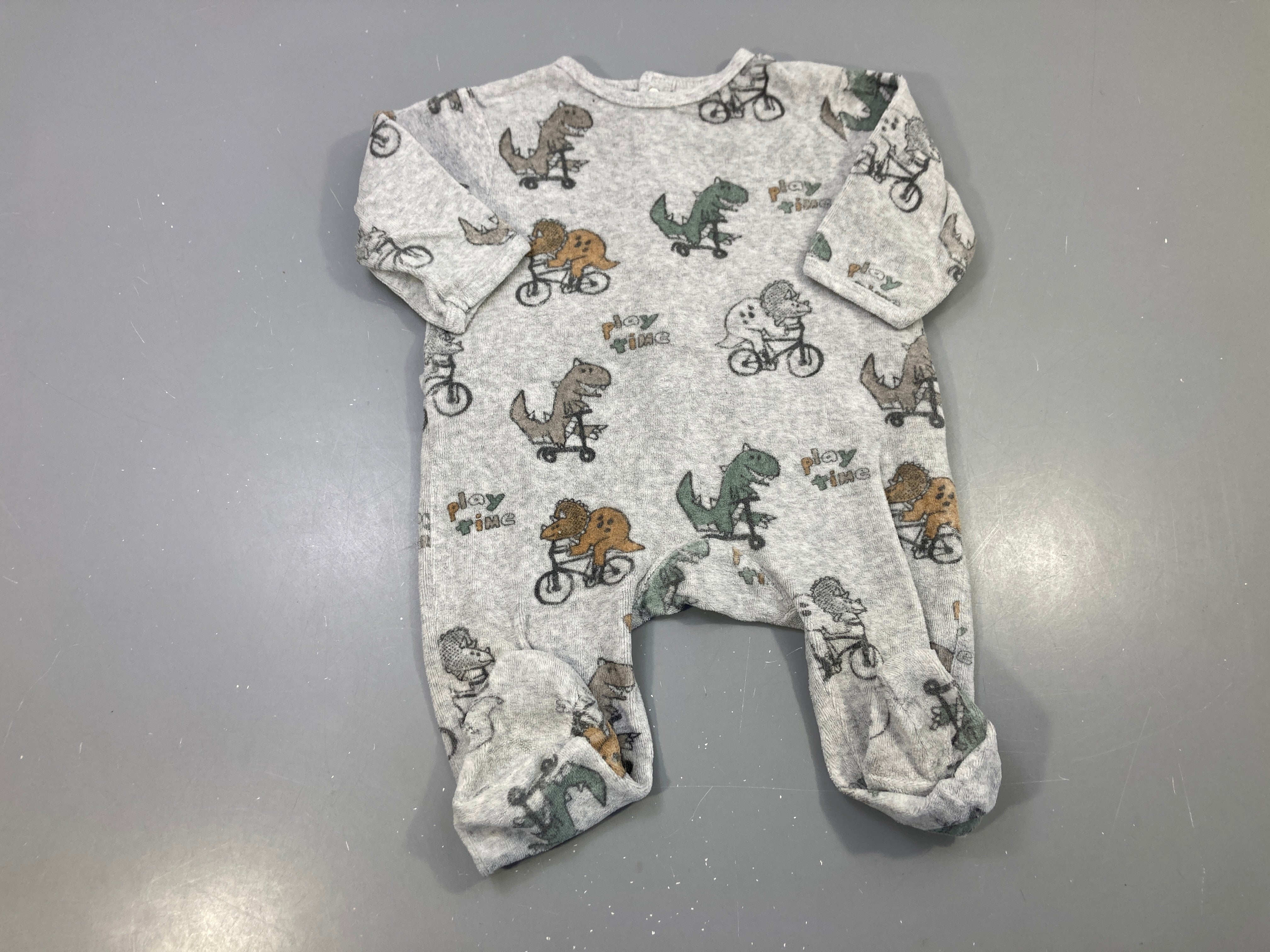 Pyjama gris chiné imprimé dinosaures vélo Play Time