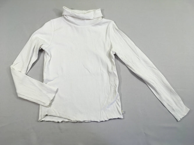 T-shirt m.l col roulé blanc finement côtelé, moins cher chez Petit Kiwi