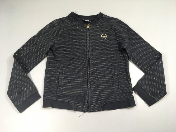 Sweat zippé bleu foncé pois dorés Love, moins cher chez Petit Kiwi