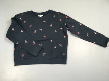 Sweat bleu marine impression flamand roses Besties