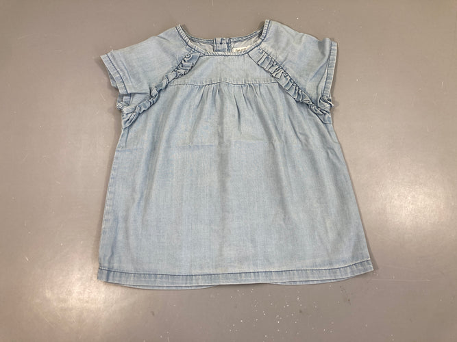 Blouse m.c denim volants Eden et Victor, moins cher chez Petit Kiwi
