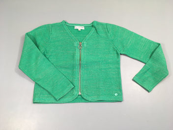 Gilet zippé coton vert avec lurex argenté