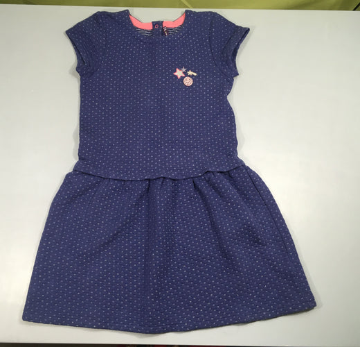 Robe m.c molleton bleu irisé étoiles, un peu boulochée, moins cher chez Petit Kiwi