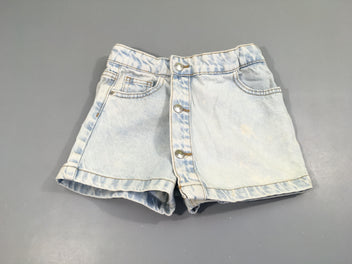 Jupe short jean bleu clair boutonnée avant, taille réglable