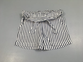 Short ligné bleu et blanc avec poches taille élastique avec ceinture
