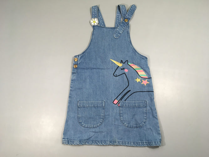Robe Salopette jean licorne, moins cher chez Petit Kiwi