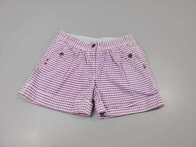 Short à revers à carreaux rose, bleu, mauve, blanc, moins cher chez Petit Kiwi