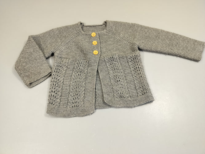 Gilet tricot  gris, fermeture par 3 boutons., moins cher chez Petit Kiwi