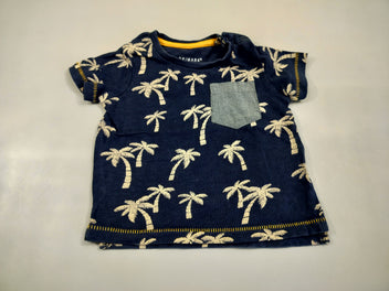 T-shirt m.c bleu marine, motifs palmiers