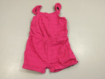 Combishort fines bretelles à revers  fuchsia  texturé