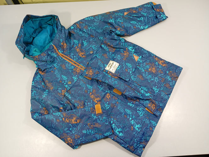 Veste de ski  Wed'ze zippée  à capuche bleue à motifs bleus et bruns, moins cher chez Petit Kiwi