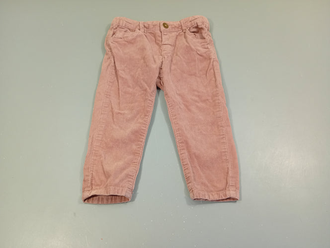 Pantalon velours côtelé rose, moins cher chez Petit Kiwi
