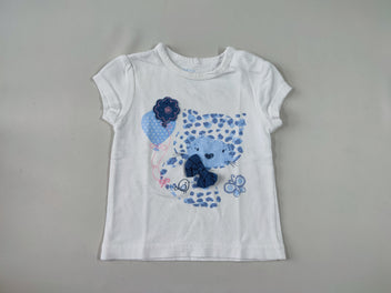T-shirt m.c blanc léopard bleu papillon ballons bleus