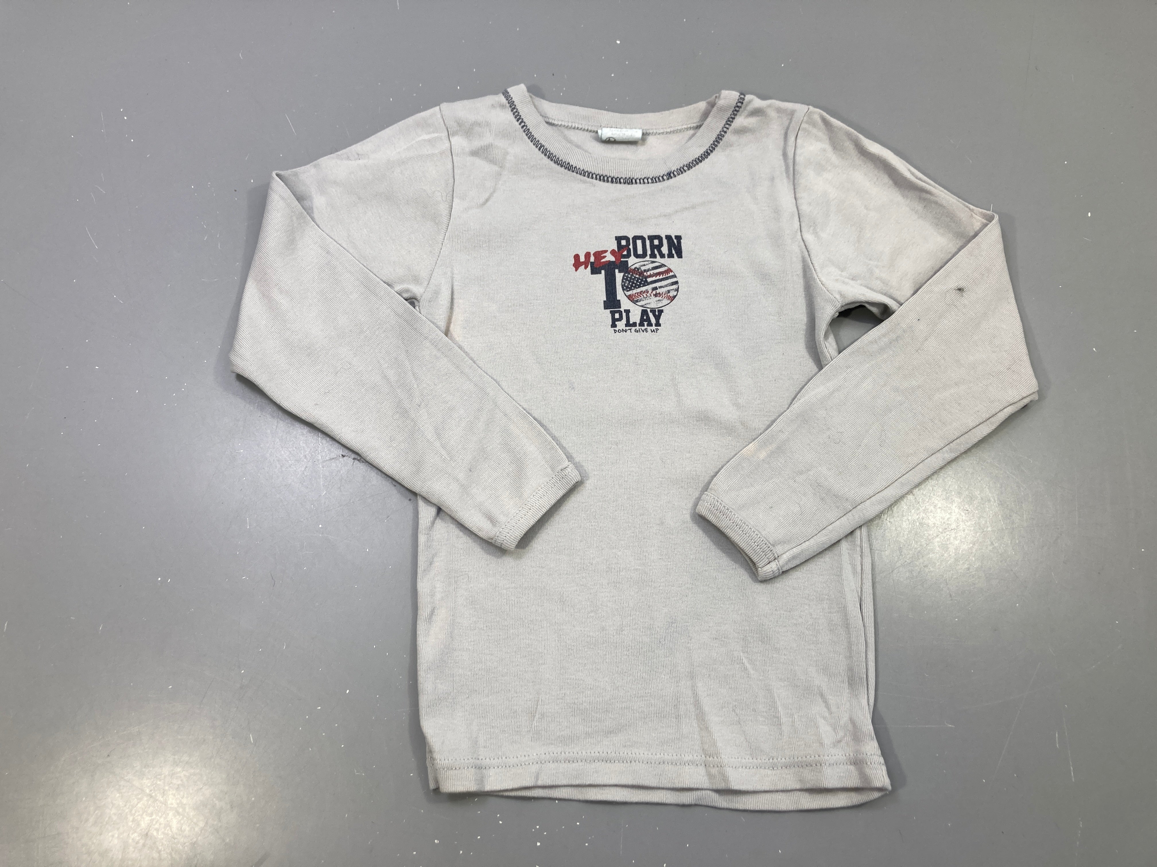 T-shirt m.l beige imprimé baseball Born to Play