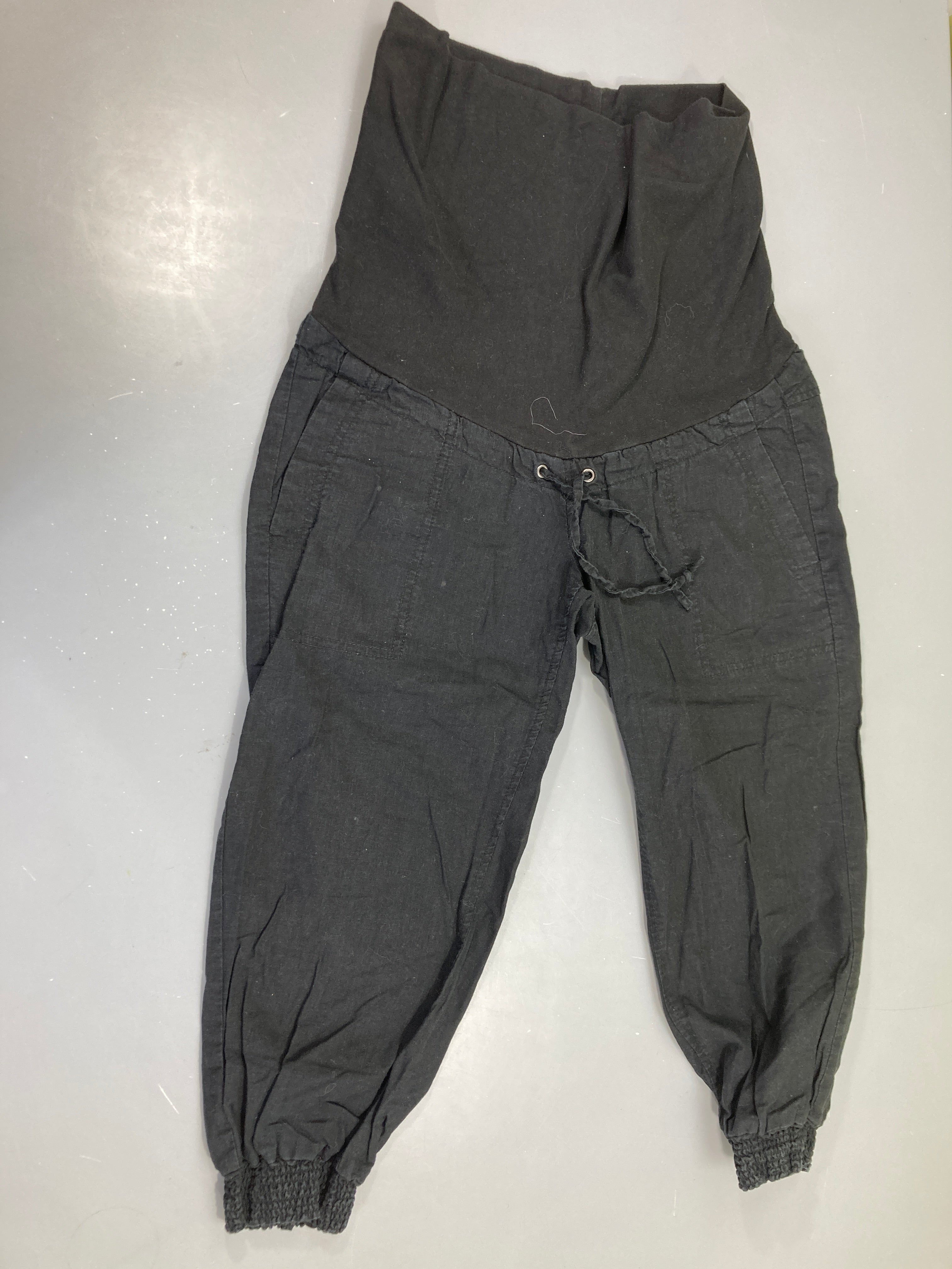 Pantalon de grossesse large chevilles élastiquées 55% lin
