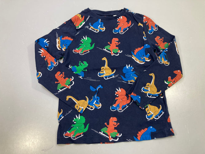 T-shirt m.l bleu marine imprimé dinosaures traîneau, moins cher chez Petit Kiwi