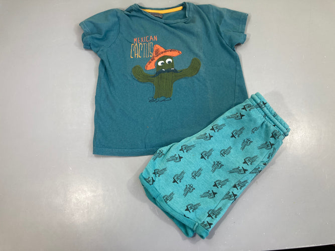 Pyjashort bleu Mexican Cactus (bas bouloché+), moins cher chez Petit Kiwi